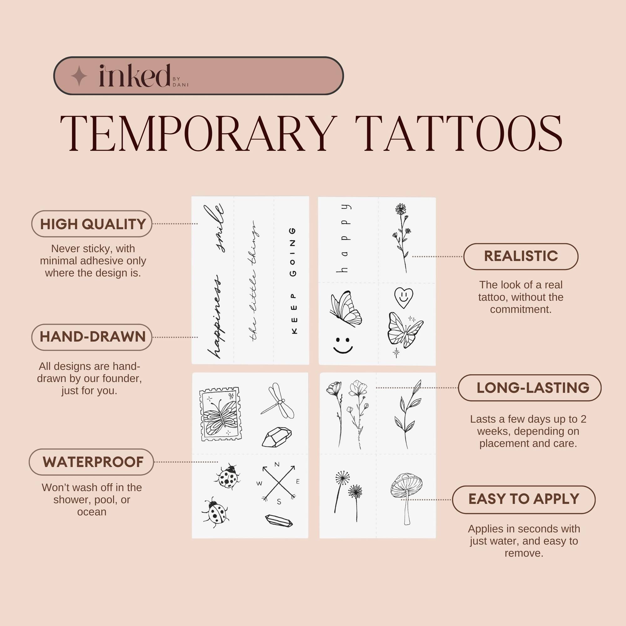 Inked2 Nostalgia Hand Drawn Temporary Tattoos